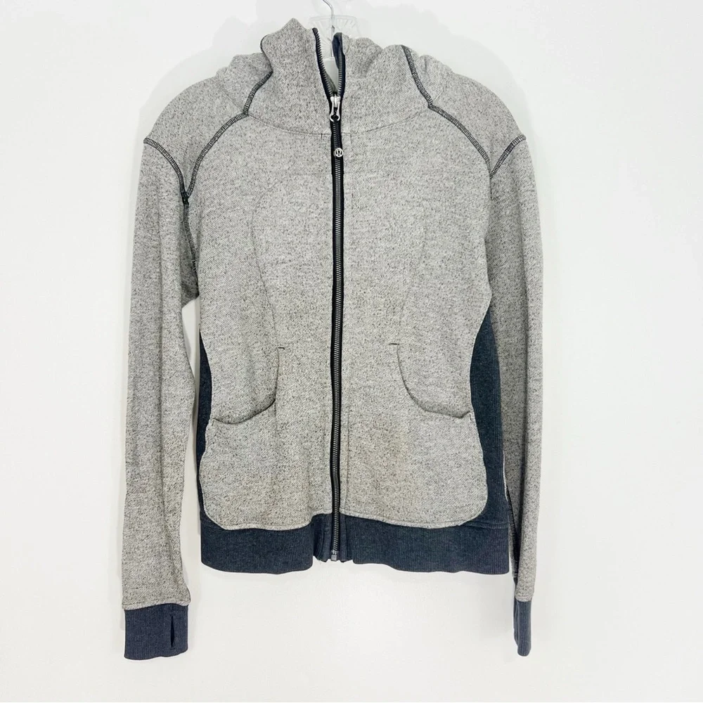 Lululemon On The Daily Hoodie Heathered Black / Heathered Dark Grey Size 4 - Picture 3 of 10
